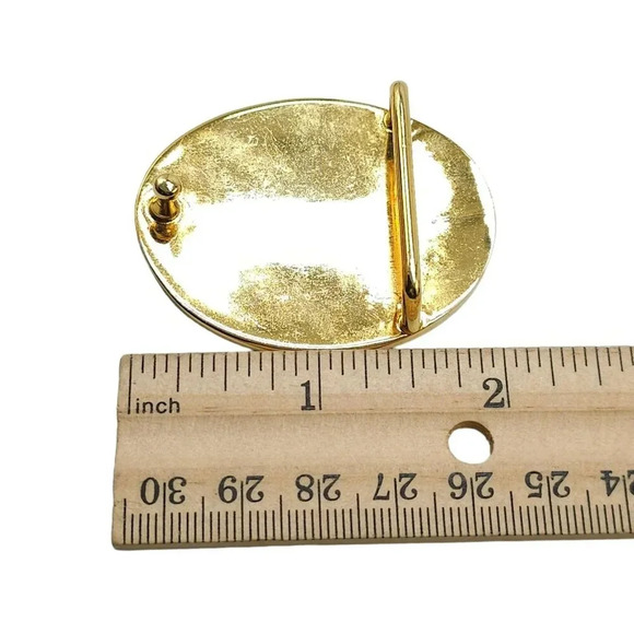 Textured Medallion Initial M Belt Buckle Gold Tone Vintage - Picture 5 of 5